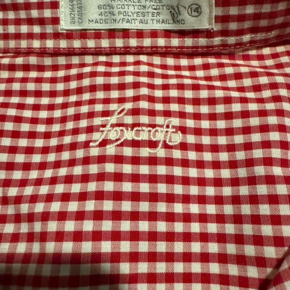 FOXCROFT women’s wrinkle free dress shirt size 14 red and white checkered - Picture 5 of 7